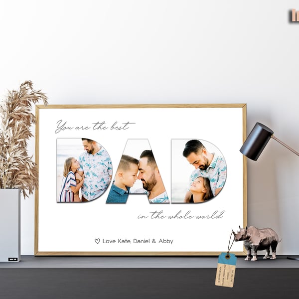 Personalized Father's Day Gift Dad Photo Collage Customizable Wall Art Heartfelt