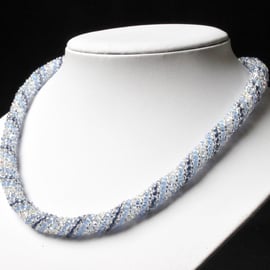 Light Blue Russian Spiral Necklace with Crystals