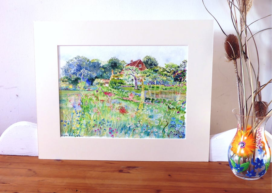 Old Country House and Garden Watercolour Original Painting