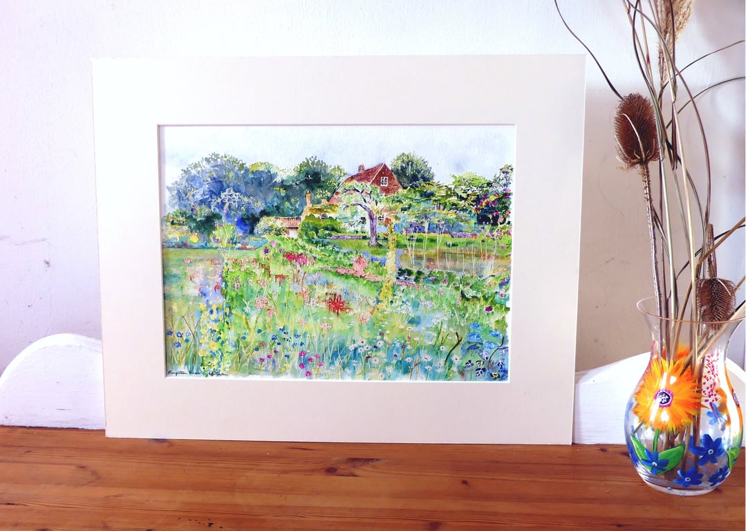 Old Country House and Garden Watercolour Original Painting
