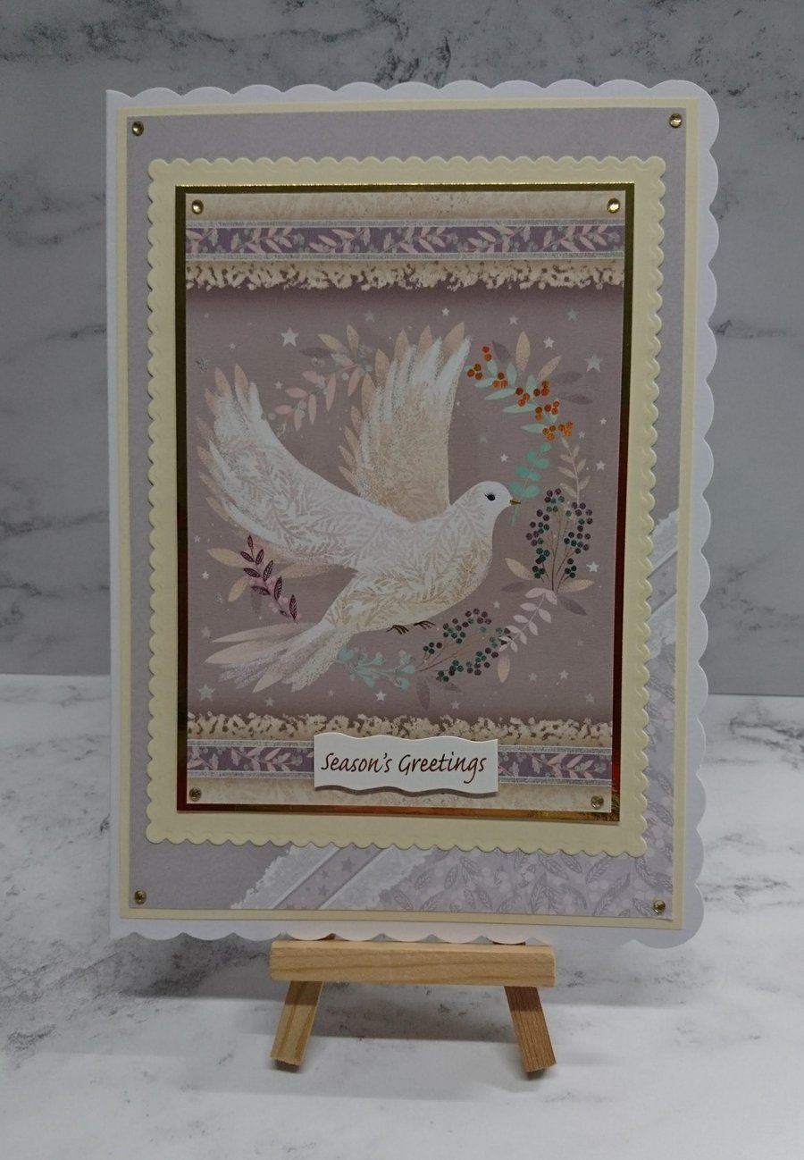 Handmade Christmas Card Dove of Peace and Tranquility Olive Branch