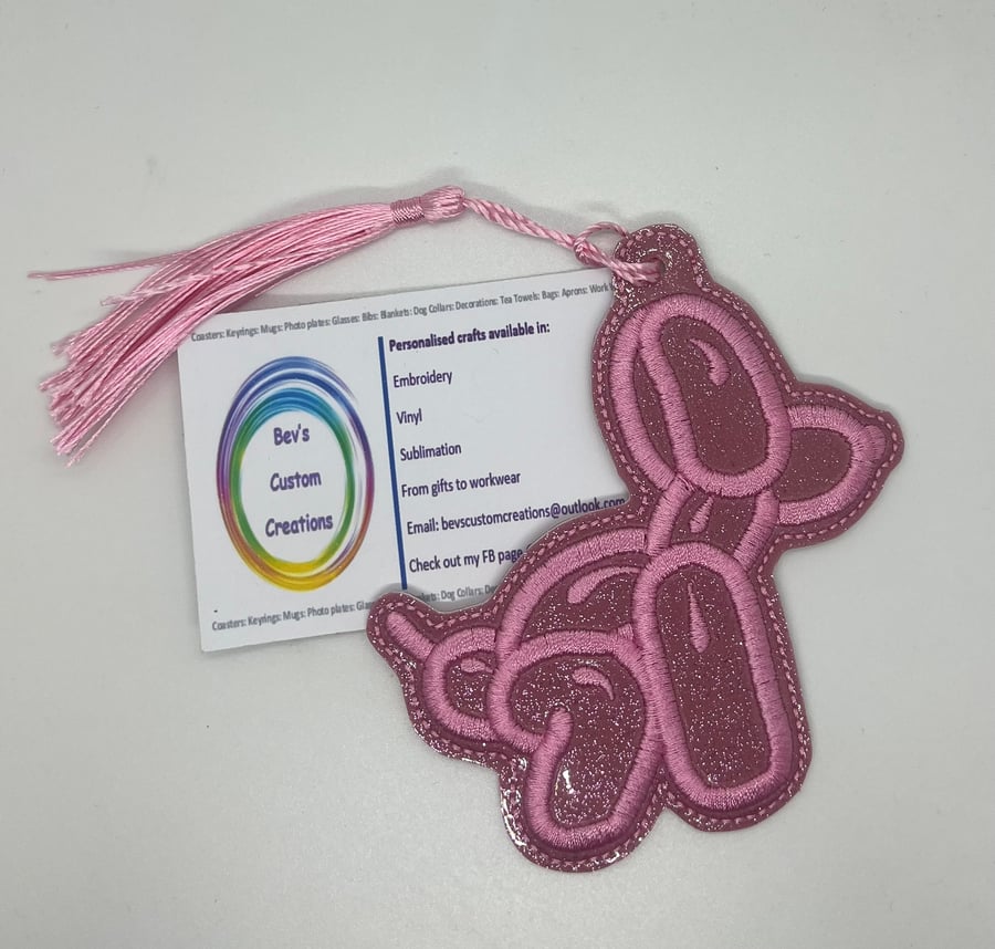 Balloon dog embroidered bookmark