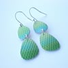 Pebble shaped mid century style green drop earrings