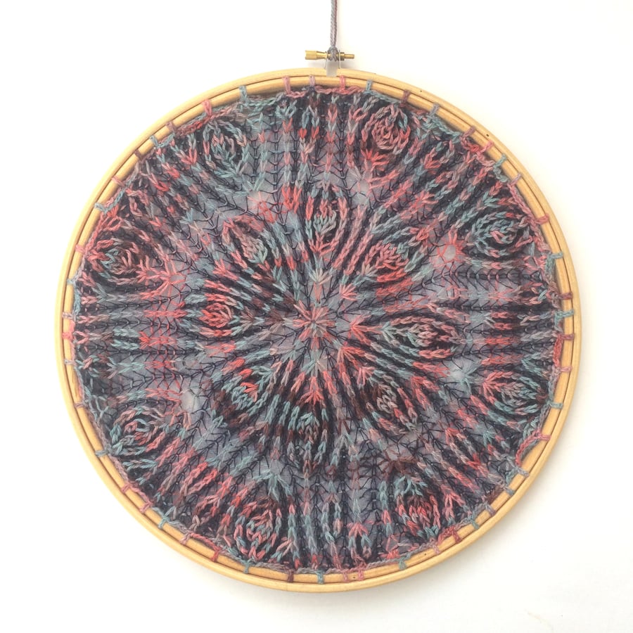 Flower Bouquet - Knitted Textile Wall hanging 12" Mandala