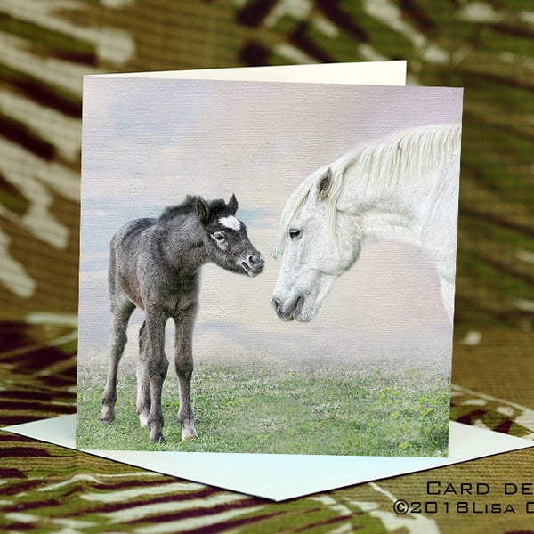 Exclusive Handmade Foal With Mum Card on Archive Photo Paper