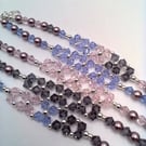 Pearl and Crystal Square Design Bracelets, Shapes of Lilac Bracelets, Boho Chic