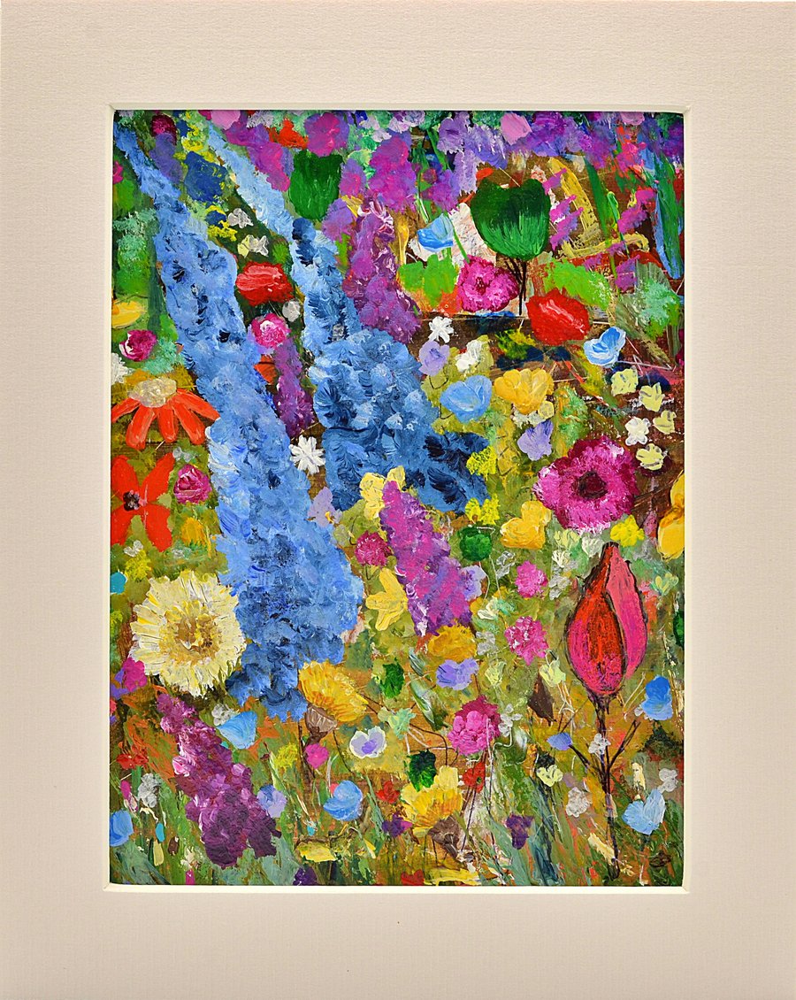 Original Painting of Colourful Flowers (10 x 8 inches)