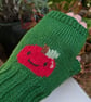 Cute Apple Fingerless Gloves, Green Knitted Wrist Warmers, Autumn hand warmers - Image 6