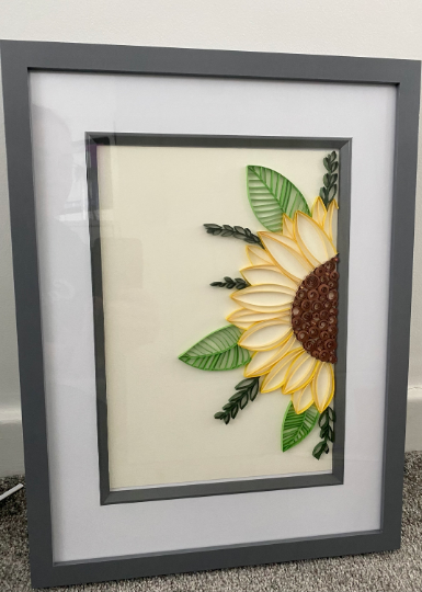 Quilled Sunflower in Frame Hanging Wall Art 