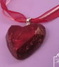 Red Heart Pendant Necklace with Jewel Enamel - Image 1