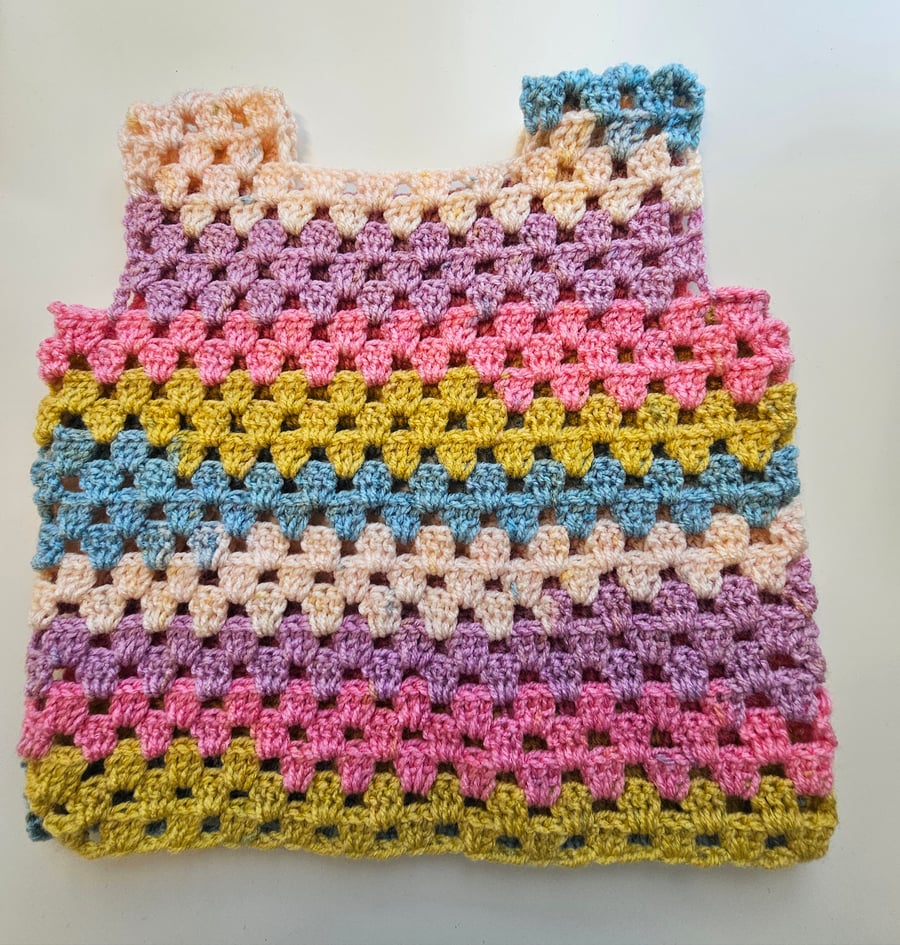 Retro crochet multi coloured vest top