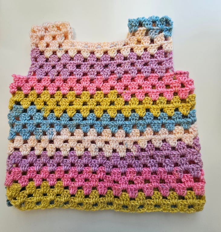 Retro crochet multi coloured vest top