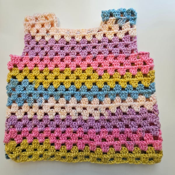 Retro crochet multi coloured vest top