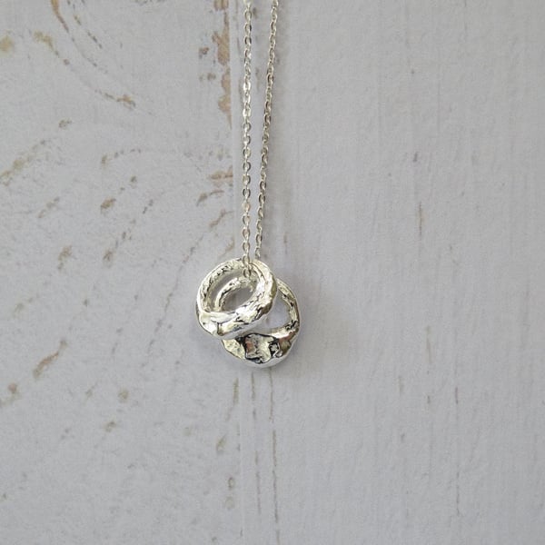 Artefact double tiny charm pendant in recycled silver