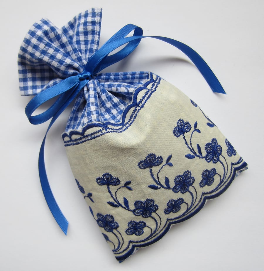 Blue Gingham Floral Lavender Sachet