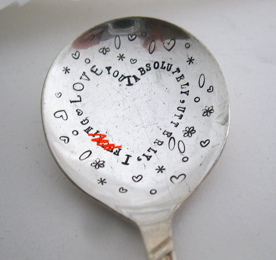 Rude Valentine Spoon, Sweary Heart Handstamping