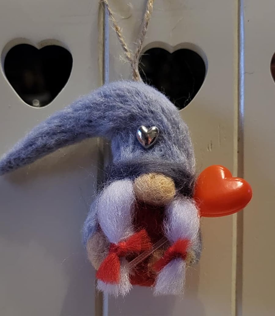 Love Heart Balloon Grey and Red Miniature Hanging Decoration Gonk