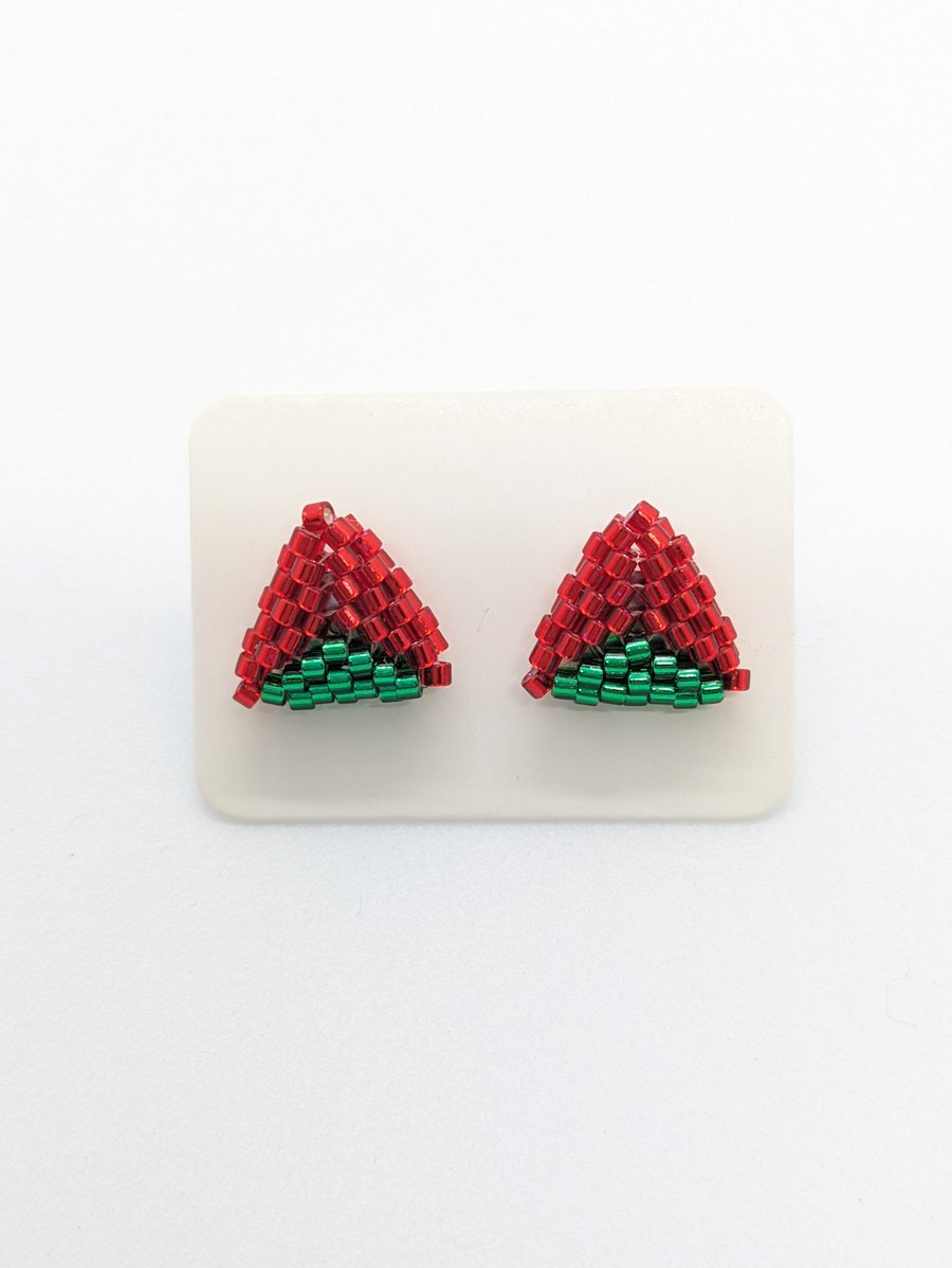 Triangle Stud Earrings - Christmas