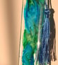 Handmade blue and green epoxy resin bookmark