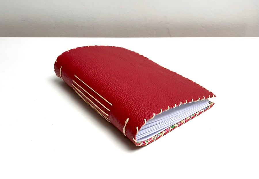 A6 Red Handmade Leather notebook 