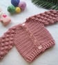 Crochet Bobble Cardigan Size 3 months Pale Rose Sale