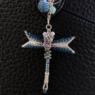 Dragonfly Bag Charm, Beaded Bag Charm