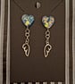 Gothic glitter heart stud earrings angel wings alternative 
