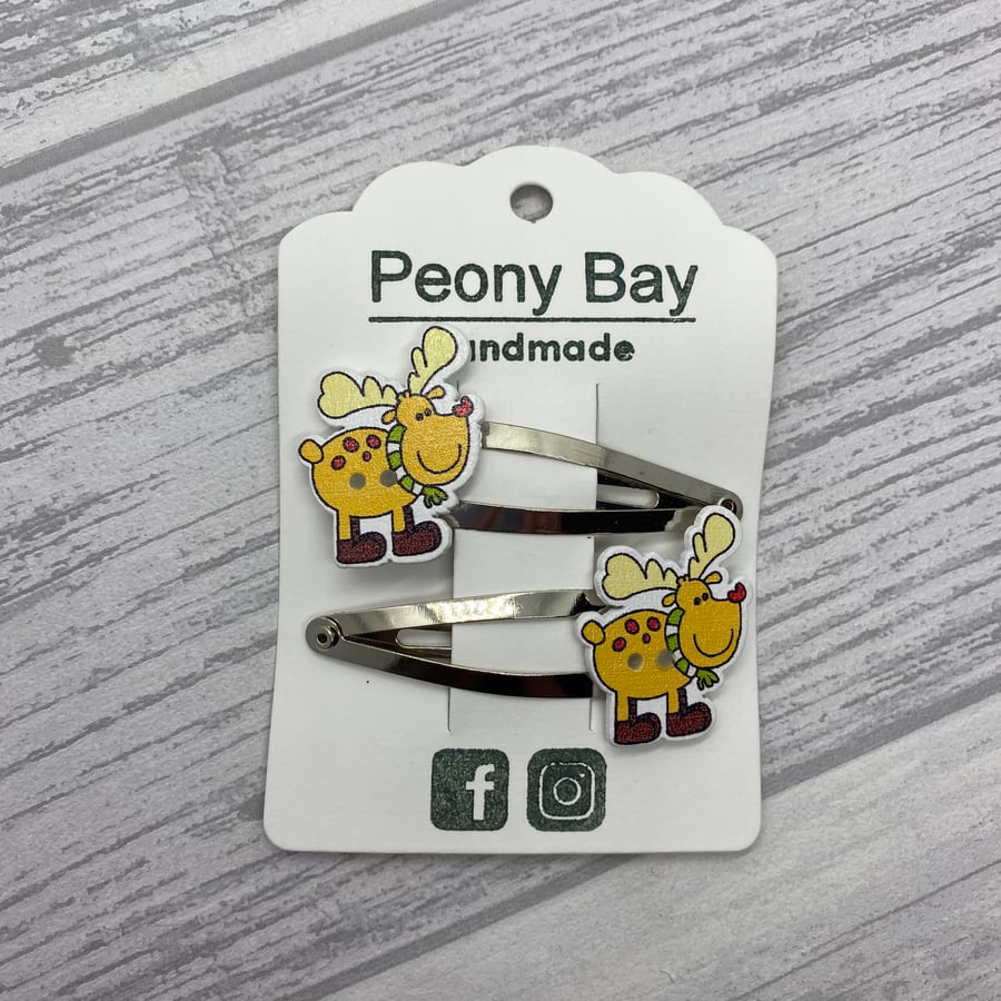 Christmas reindeer hair clips 