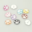 10 x Paw Buttons, Fun Mixed colour set, Wooden Buttons, Craft, Sewing, Cards