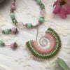 Summer Breeze Beaded macrame spiral pendant, festival accessories, yoga lover