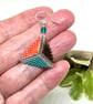 Orange, Bronze and Teal Beaded Triangle Earrings - Image 3