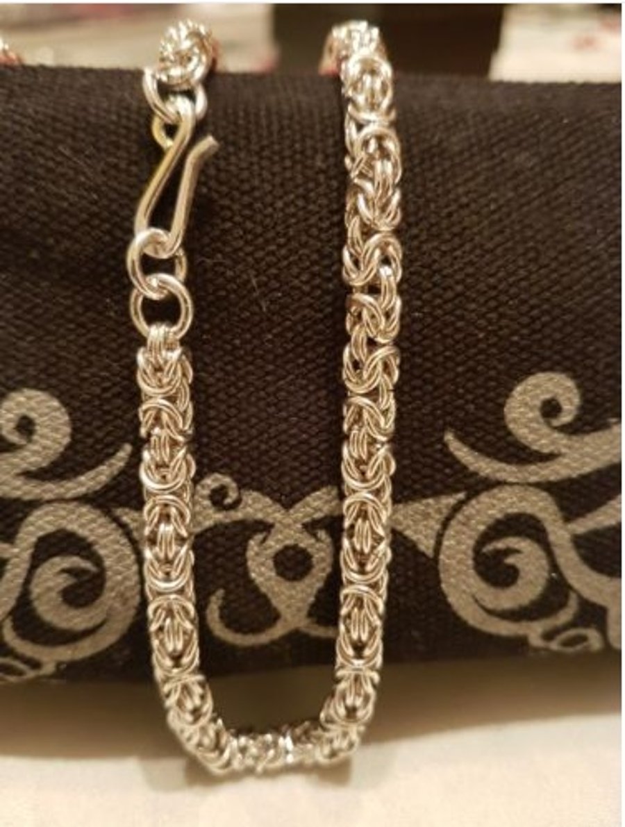 Beautiful, Handmade Sterling Silver Byzantine Bracelet - Made to order.