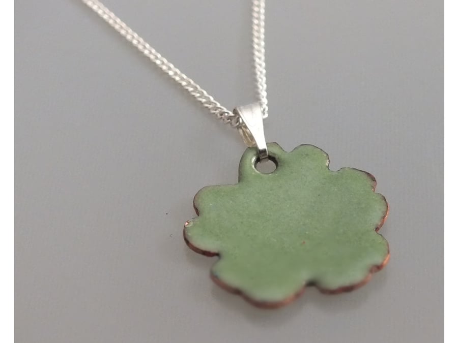 Green enamel flower pendant