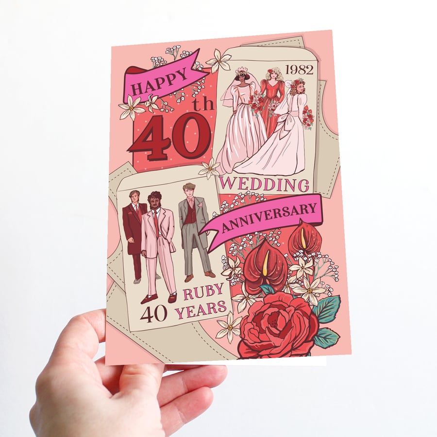 40th Wedding Anniversary, 40 Ruby Years Card