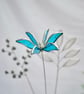 Stained Glass Flower - Handmade 3D Blue Clematis - Silver Finish - Image 3