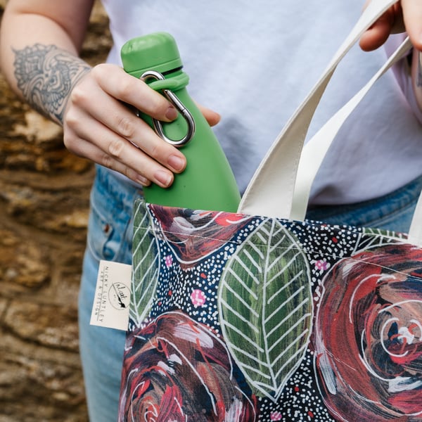 Navy floral shopper bag