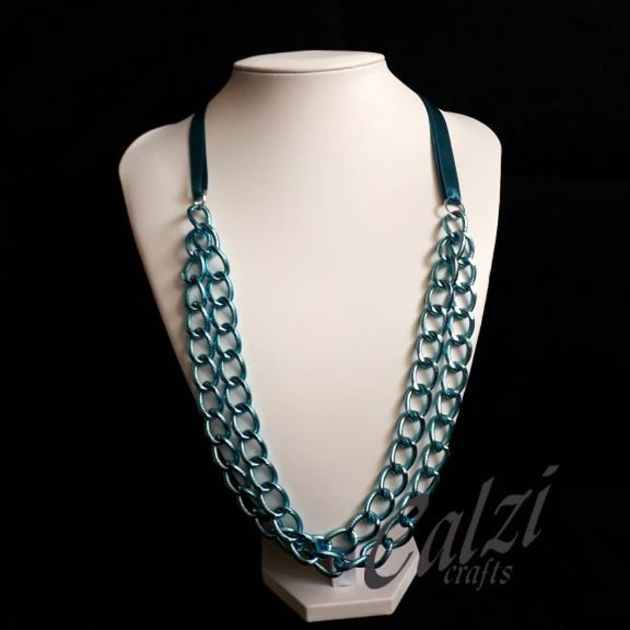 Blue Aluminium Chain Necklace