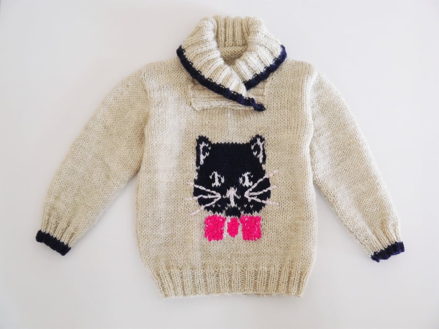 Knitting Pattern Cat and Mice Jumper.  Digital Pattern