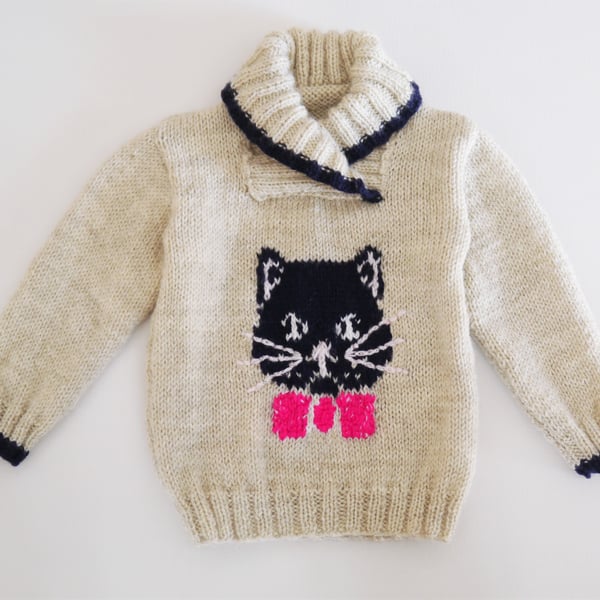 Knitting Pattern Cat and Mice Jumper.  Digital Pattern