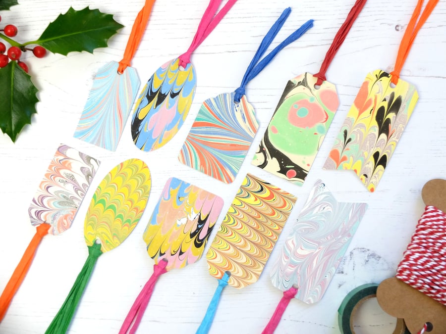 Marbled paper gift tags mixed pack