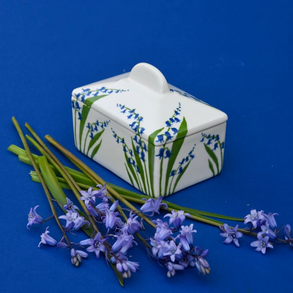 Bluebell Butter Dish - Hand Painted