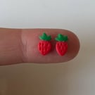 Handmade Polymer Clay Micro Studs (Strawberry)