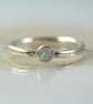 Silver Stacking Ring with White Synthetic Opal Hammered band in Sterling - Image 8
