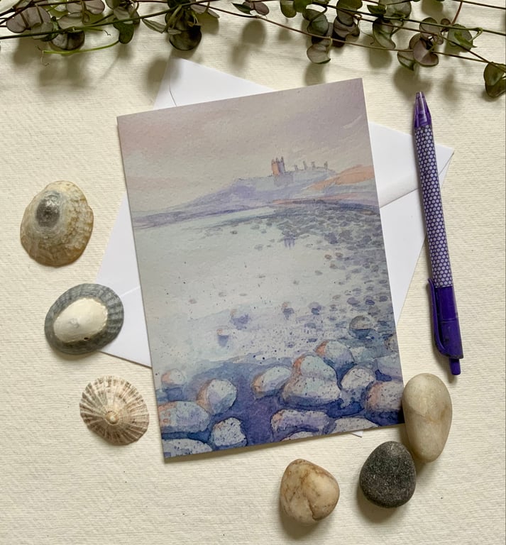 Dunstanburgh Castle Northumberland, Blank greetings card