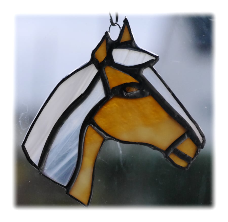 Horse Suncatcher Stained Glass Horsehead Palomino 076