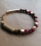 Rose red, gold mix bracelet. 