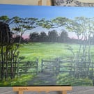 Original acrylic painting, The Meadow Beyond. 