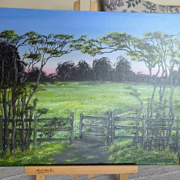 Original acrylic painting, The Meadow Beyond. 