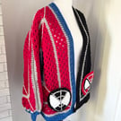 Handmade crochet hexi cardigan inspired by Spider-Man 