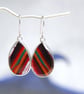 Cornish surfite earrings - dark red with orange - Image 1